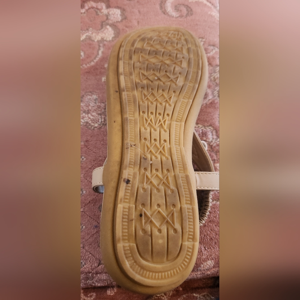 Beige Rhinestone Embellished Sandals - Picture 3 of 4